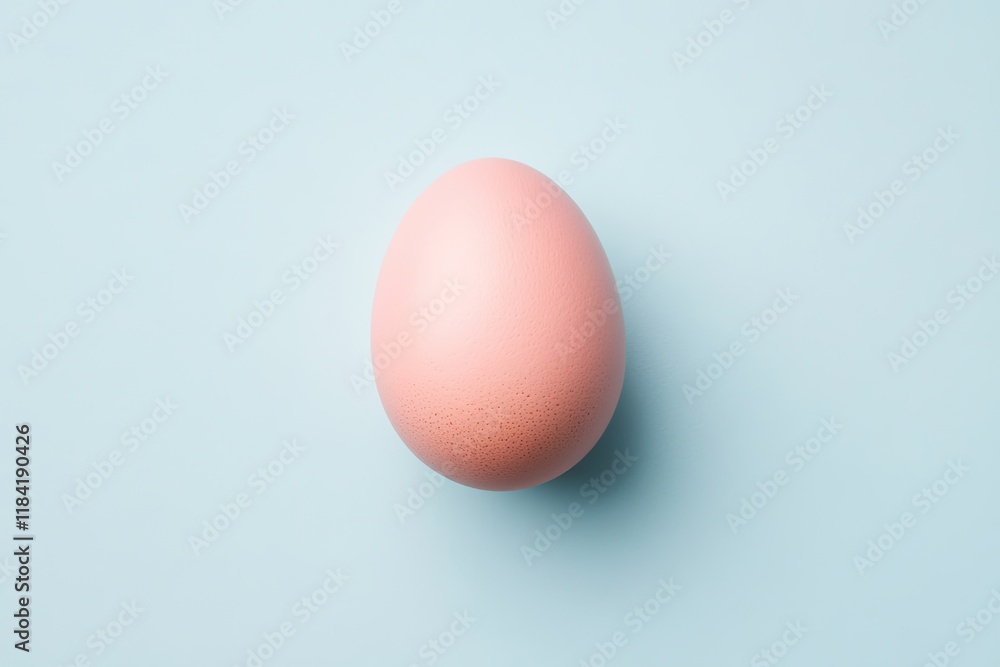 Aufkleber smooth pink egg resting on soft blue surface, creating calming a