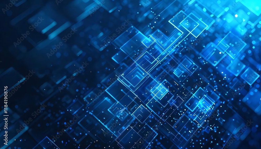Poster abstract blue digital network data flow.