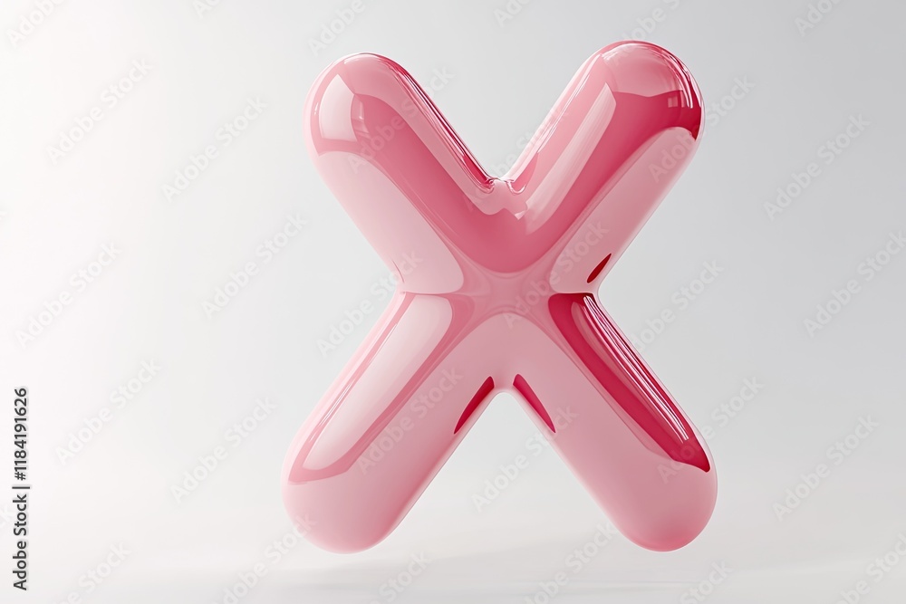Poster sleek pink shape with smooth curves, reflecting light in minimal