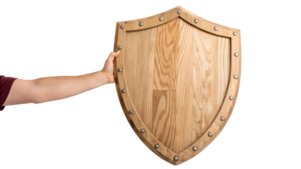 hand holding a shield
