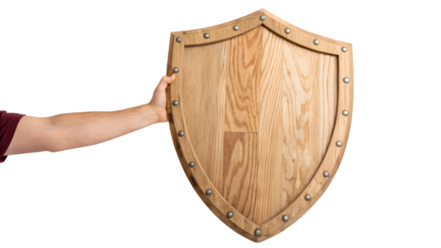 hand holding a shield