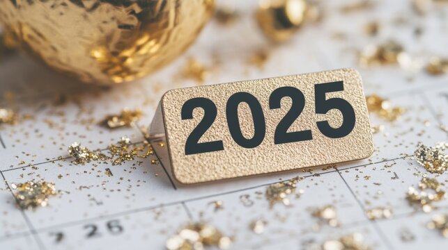 Happy new year 2025. Close up calendar concept.