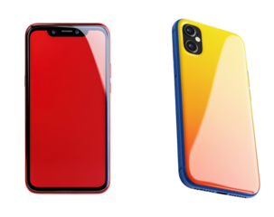 Set of smartphones, isolated on transparent background