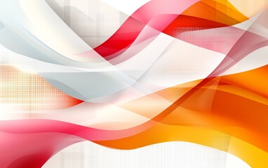 Abstract Background with Flowing Orange Red and White Waves