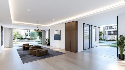Fototapeta premium Modern Apartment Lobby Interior Design Luxury Real Estate
