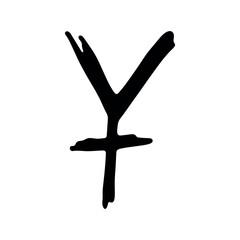 Hand drawn chinese yuan currency symbol. Brush stroke doodle. Single element for design