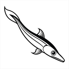 Needlefish fish line art
