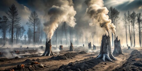 Devastation of Forests through Wildfire and Smoke