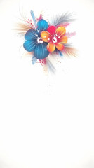 Obraz premium Vibrant tropical flowers, artistic design, white background, suitable for greeting cards or websites