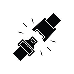 Seat belt icon. Safety seat belt vector illustration. Fasten your seat belt sign. Safety transportation pictogram. Driver protection strip with buckle isolated concept.