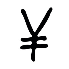 Obraz premium Hand drawn yen currency symbol. Brush stroke doodle. Single element for design