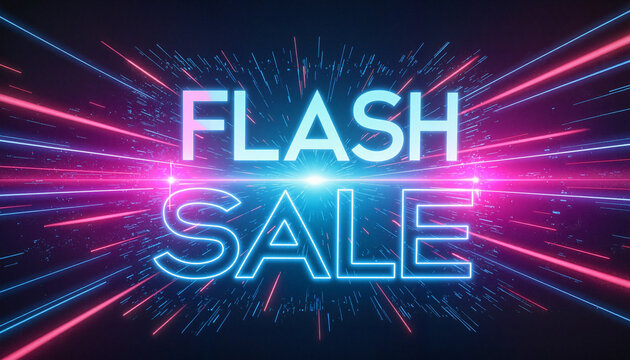 Flash sale neon lights with dynamic rays