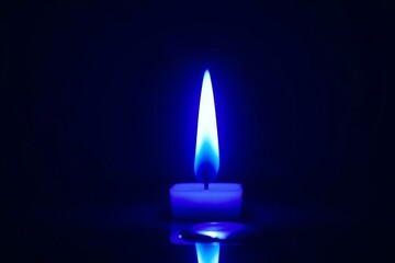 Blue Candle Light Isolated with blue and black background.
