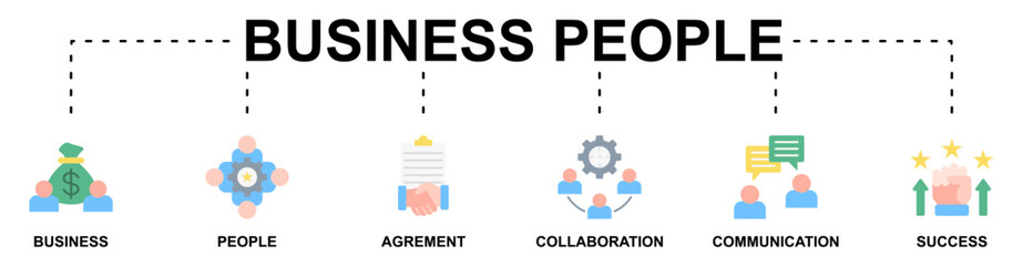 Business People banner web icon vector illustration concept with icon of business, people, agrement, collaboration, communication, success