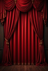 Luxurious Red Stage Curtains Draped Elegantly