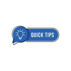 blue speech bubble with quick tips text. flat minimal trend modern faqs logotype graphic art design isolated on white background. concept of message or label like new knowledge and study practice