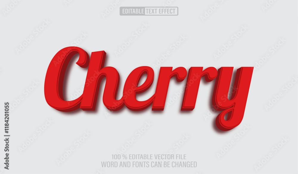 Fototapete editable 3d text style effect - red cherry text effect template
