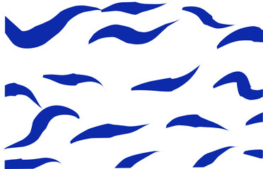 Obraz premium blue Waves background in doodle style, Hand drawn water sea vector background. Wavy beach prints, curly grunge paint lines, watercolor lines