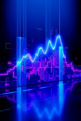Naklejka premium AI generative. Graphic chart illustration with neon glow effect. Futuristic of finance and business background. 13