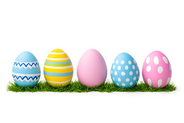 Obraz premium Colorful easter eggs collection isolated on white background