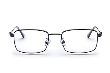 Classic, black-rimmed eyeglasses mock up isolated on white background