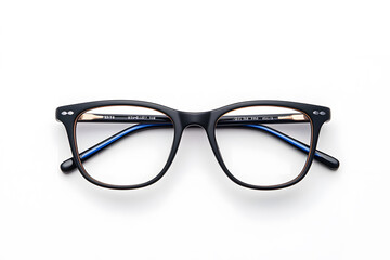 Classic, black-rimmed eyeglasses mock up isolated on white background