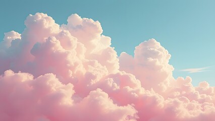 Peaceful Pink Fluffy Clouds, Abstract Calming Cloud Patterns in Pastel Sky
