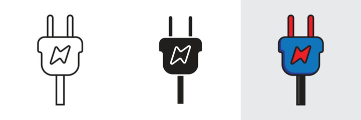 Vector illustration of electrical plug with lighting icon. Electrical plug Design vector icon for apps, web and entertainment.