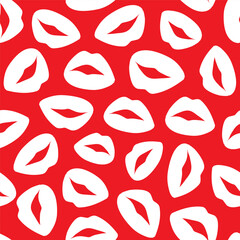 Seamless pattern of lips on red background, perfect for festive occasions and celebrations