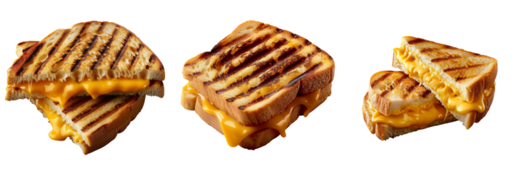 Grilled sandwiches with golden-brown crusts and melted cheese, showcasing a deliciously inviting appearance.