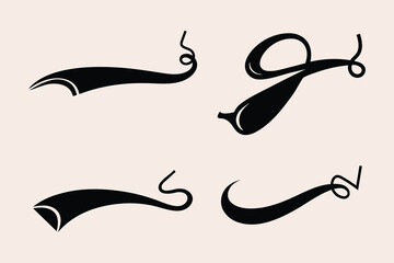 Text tail typography Swoosh baseball Sign shape vector set for text ornaments Font tails for football or athletics sports team Swash Typography Tails and design elements.

