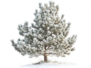 Frosty Pine Tree in Winter Snowscape
