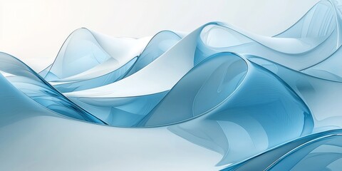 Fototapeta premium Futuristic 3D digital scene featuring clean, modern blue translucent arcs forming layered, curved patterns, symbolizing innovation and forward movement