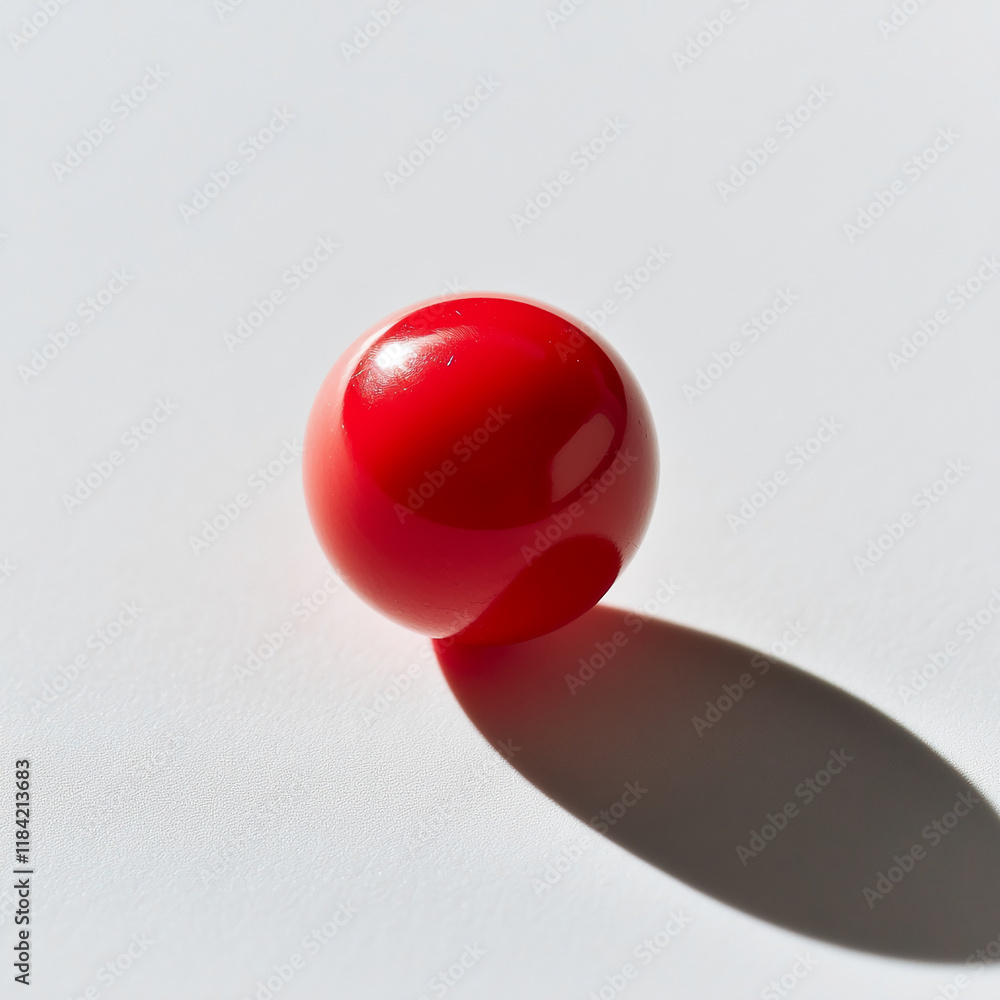 Poster minimal red sphere with shadow on a white surface in natural light