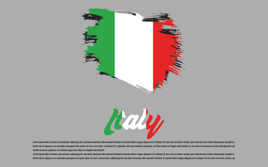 Stain brush stroke flag of Italy with creative brush flag banner theme background