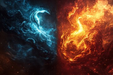 Epic duality of paradise and inferno - a stunning backdrop for fantasy scenes and storytelling enthusiasts looking for compelling visuals