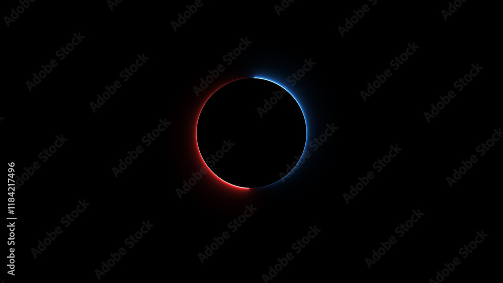 Poster neon light circle loading red and blue color isolated on black background