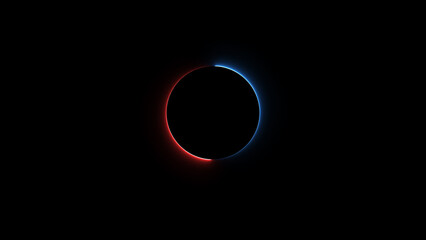 Neon light circle loading red and blue color Isolated on Black Background