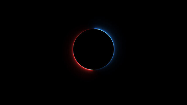 Neon light circle loading red and blue color Isolated on Black Background