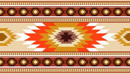 Navajo tribal ethnic Aztec seamless pattern. South Western motif Mexican. Vector Navajo textile. Boho rug Woven carpet decor style. Design for Batik, fabric, clothing. Geometric ornament Indian.