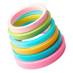 Obraz premium Colorful stacking rings for playful learning indoor environment engaging toys in focus