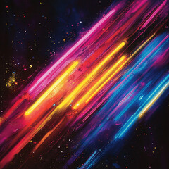 Obraz premium Abstract neon streaks in vibrant cosmic background with glowing colors
