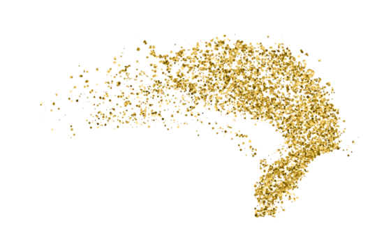 Gold Texture Pattern on Transparent Background. Light Golden Confetti. PNG Design Element.