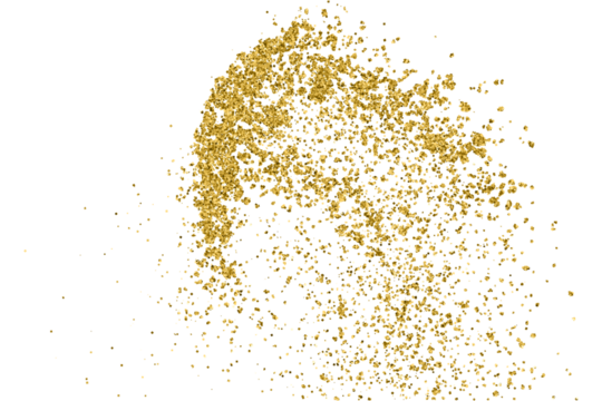 Gold Texture Pattern on Transparent Background. Light Golden Confetti. PNG Design Element.