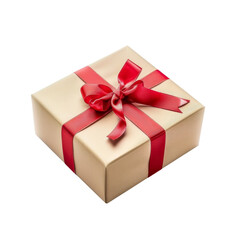 A beautifully wrapped gift box adorned with a red ribbon, perfect for celebrations and special occasions.