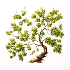 Obraz premium A beautiful green bush tree isolated on a white background