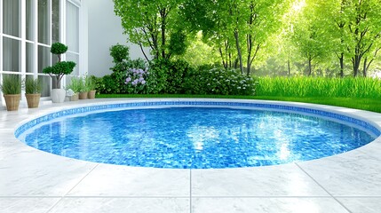 Luxury Round Pool  Modern Backyard Oasis  Summer Relaxation