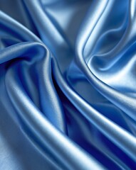 A close up of a blue satin fabric background.