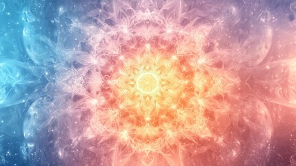 Pastel mandala with glowing aura on light background  169 quality 2 stylize 300 version 61