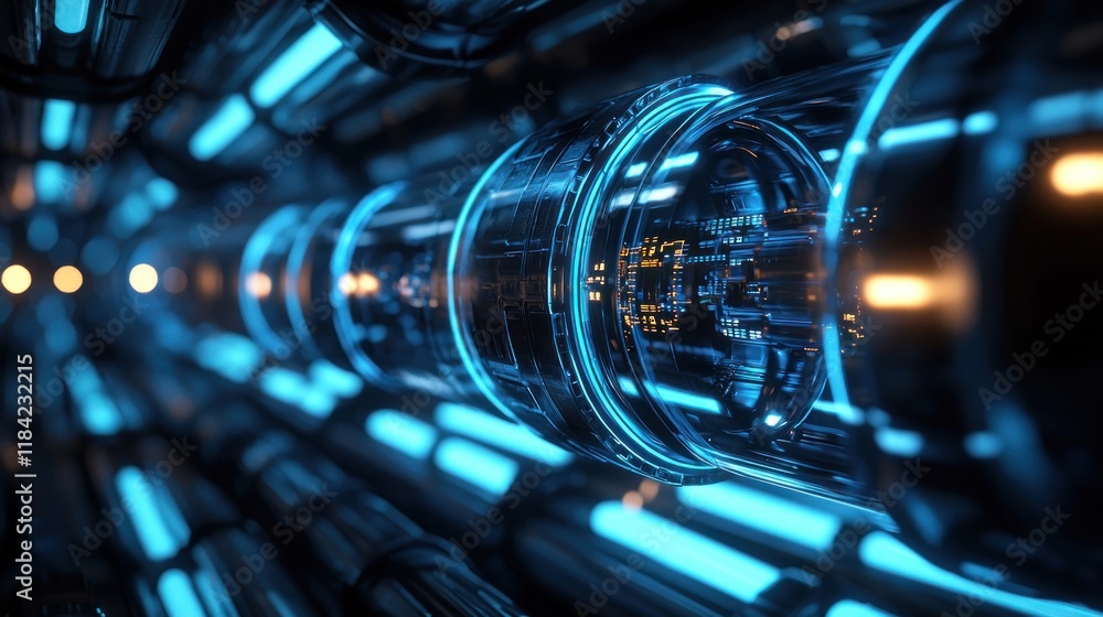 Poster futuristic data stream: a glimpse into the digital core